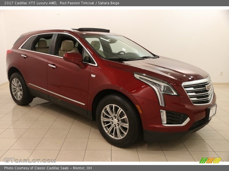 Red Passion Tintcoat / Sahara Beige 2017 Cadillac XT5 Luxury AWD