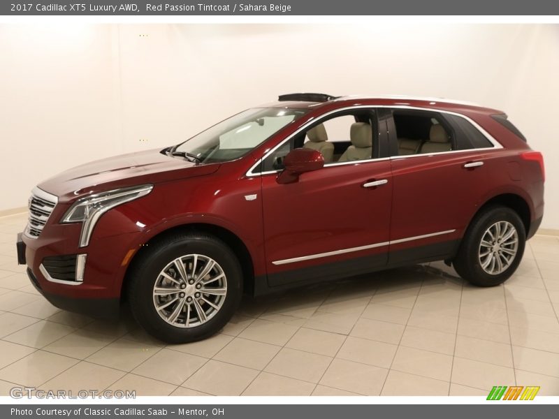 Red Passion Tintcoat / Sahara Beige 2017 Cadillac XT5 Luxury AWD
