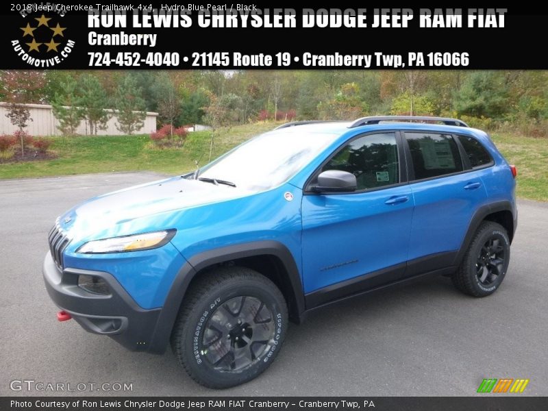 Hydro Blue Pearl / Black 2018 Jeep Cherokee Trailhawk 4x4