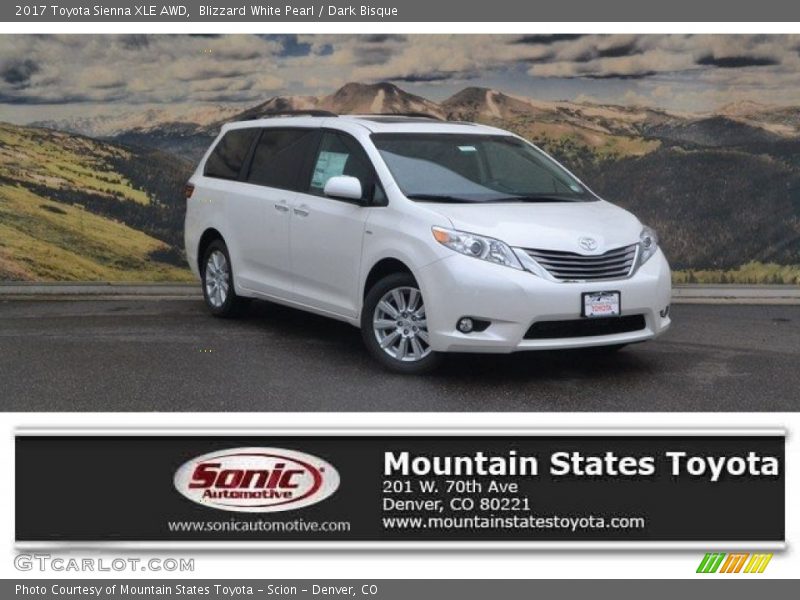 Blizzard White Pearl / Dark Bisque 2017 Toyota Sienna XLE AWD