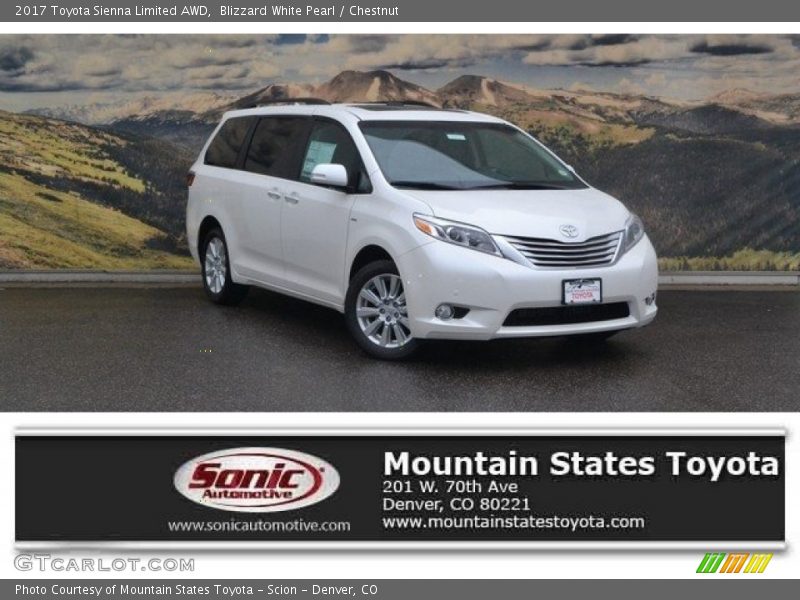 Blizzard White Pearl / Chestnut 2017 Toyota Sienna Limited AWD