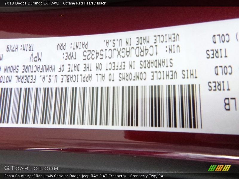 Octane Red Pearl / Black 2018 Dodge Durango SXT AWD