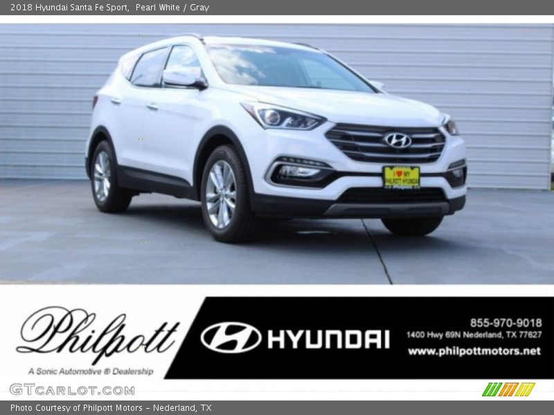 Pearl White / Gray 2018 Hyundai Santa Fe Sport