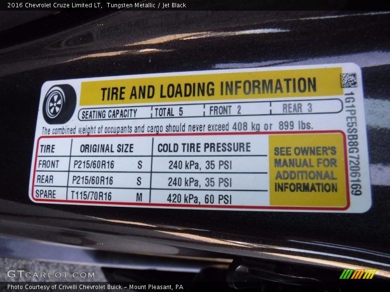 Tungsten Metallic / Jet Black 2016 Chevrolet Cruze Limited LT