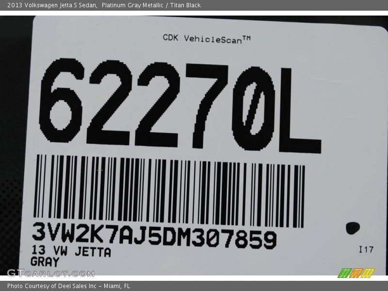 Platinum Gray Metallic / Titan Black 2013 Volkswagen Jetta S Sedan