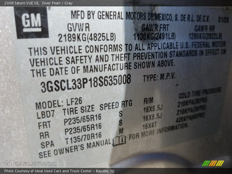 Silver Pearl / Gray 2008 Saturn VUE XE