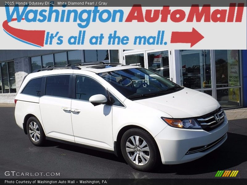 White Diamond Pearl / Gray 2015 Honda Odyssey EX-L