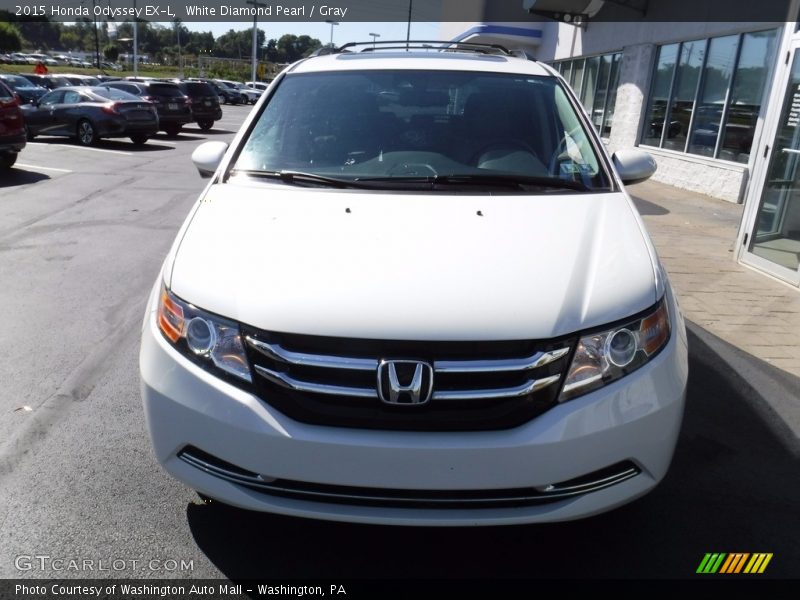 White Diamond Pearl / Gray 2015 Honda Odyssey EX-L