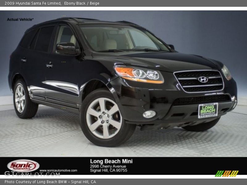 Ebony Black / Beige 2009 Hyundai Santa Fe Limited