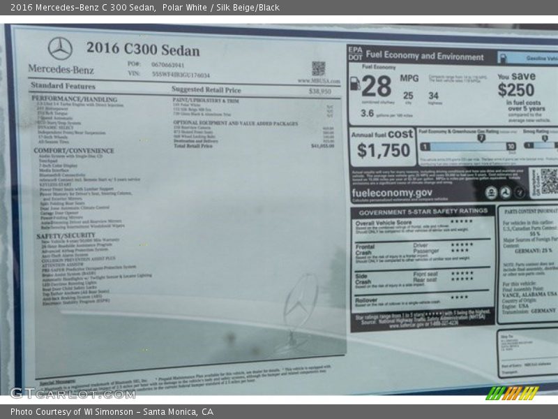 Polar White / Silk Beige/Black 2016 Mercedes-Benz C 300 Sedan