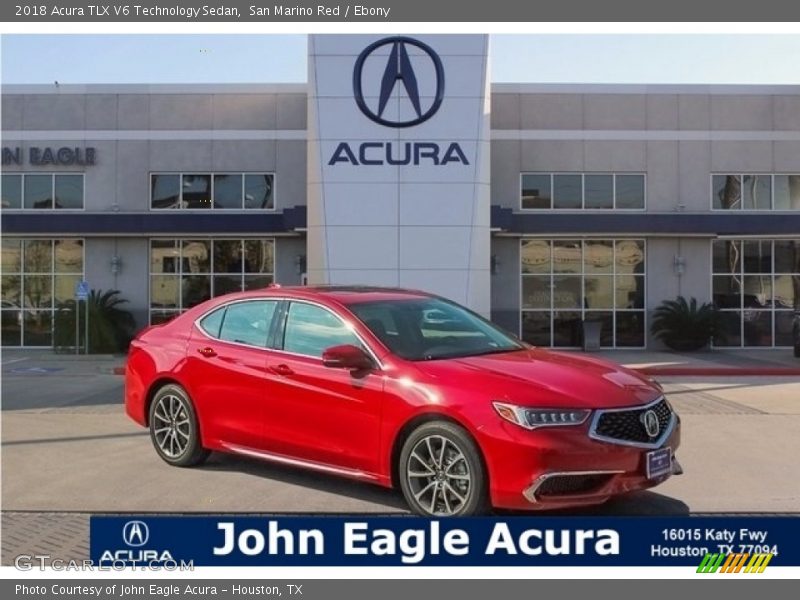 San Marino Red / Ebony 2018 Acura TLX V6 Technology Sedan