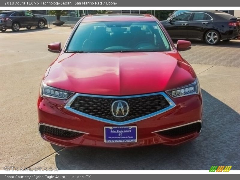 San Marino Red / Ebony 2018 Acura TLX V6 Technology Sedan