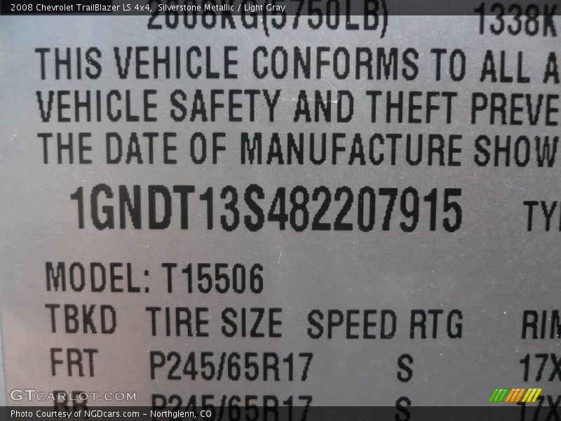 Silverstone Metallic / Light Gray 2008 Chevrolet TrailBlazer LS 4x4