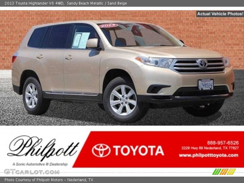 Sandy Beach Metallic / Sand Beige 2013 Toyota Highlander V6 4WD