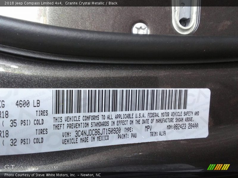 Granite Crystal Metallic / Black 2018 Jeep Compass Limited 4x4