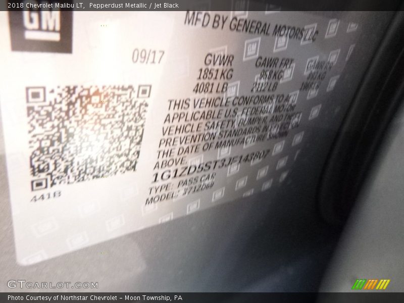 Pepperdust Metallic / Jet Black 2018 Chevrolet Malibu LT