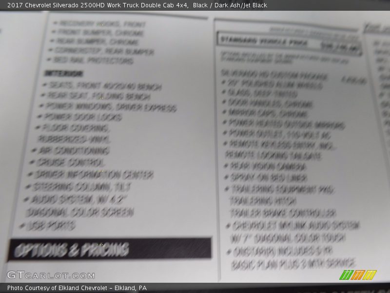 Black / Dark Ash/Jet Black 2017 Chevrolet Silverado 2500HD Work Truck Double Cab 4x4