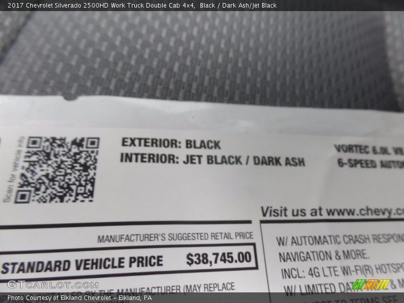 Black / Dark Ash/Jet Black 2017 Chevrolet Silverado 2500HD Work Truck Double Cab 4x4