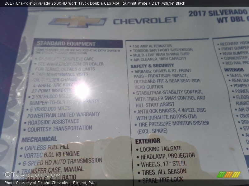 Summit White / Dark Ash/Jet Black 2017 Chevrolet Silverado 2500HD Work Truck Double Cab 4x4