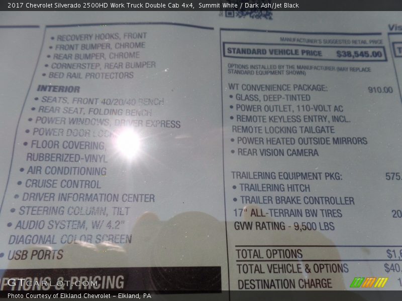 Summit White / Dark Ash/Jet Black 2017 Chevrolet Silverado 2500HD Work Truck Double Cab 4x4