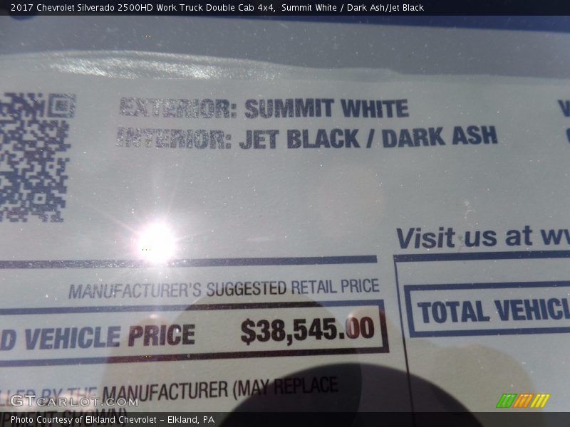 Summit White / Dark Ash/Jet Black 2017 Chevrolet Silverado 2500HD Work Truck Double Cab 4x4