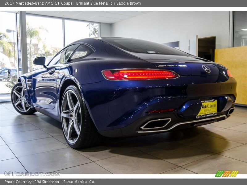 Brilliant Blue Metallic / Saddle Brown 2017 Mercedes-Benz AMG GT Coupe