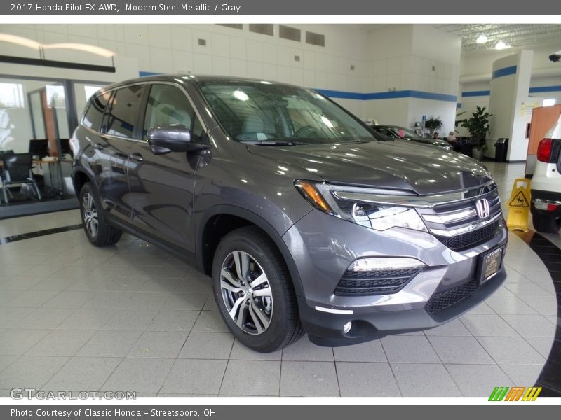 Modern Steel Metallic / Gray 2017 Honda Pilot EX AWD