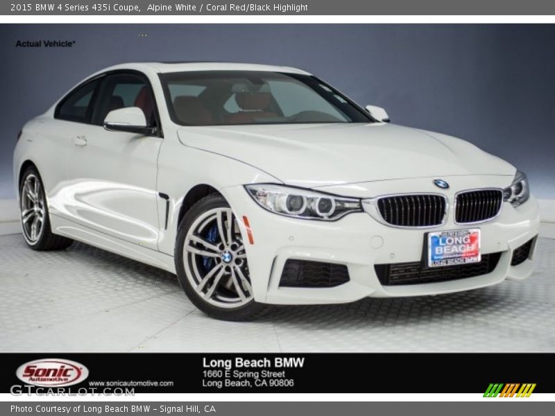 Alpine White / Coral Red/Black Highlight 2015 BMW 4 Series 435i Coupe