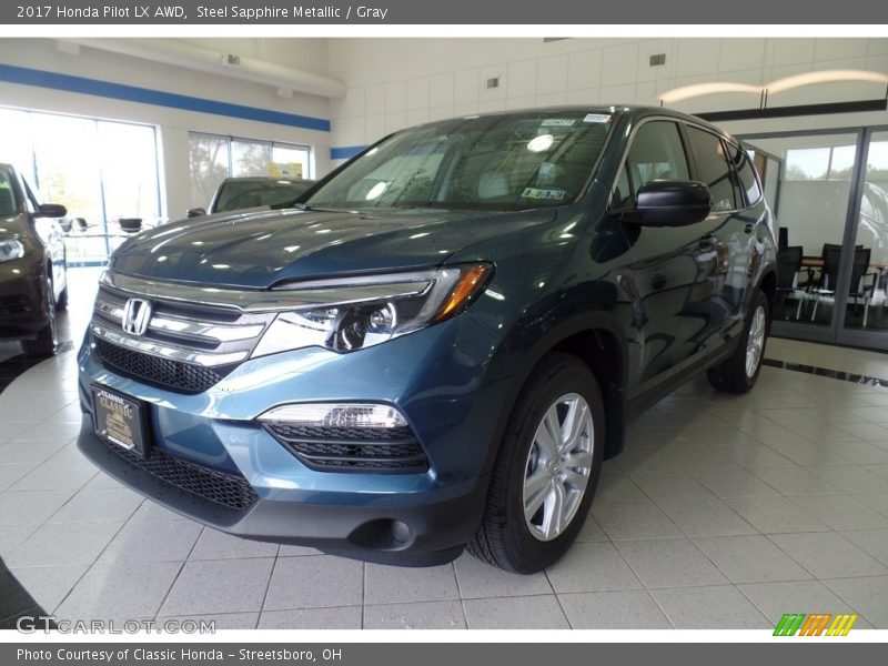 Steel Sapphire Metallic / Gray 2017 Honda Pilot LX AWD