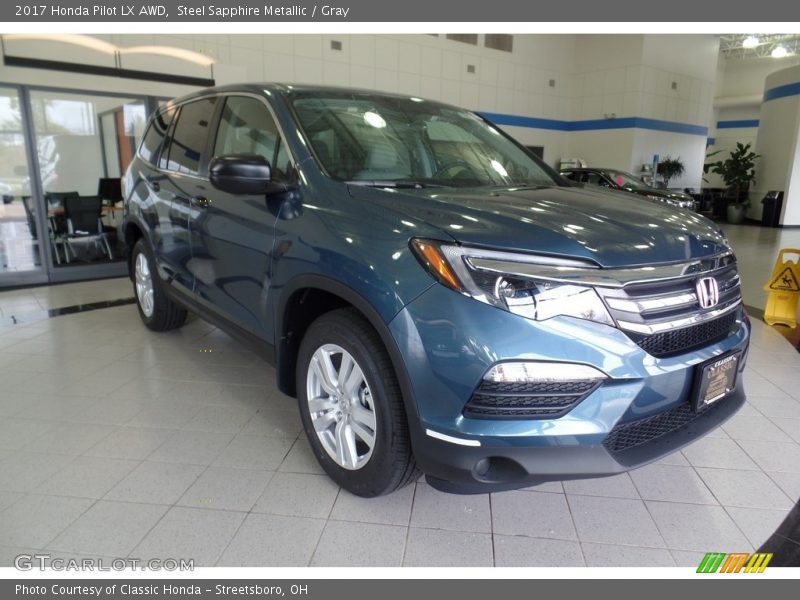 Steel Sapphire Metallic / Gray 2017 Honda Pilot LX AWD