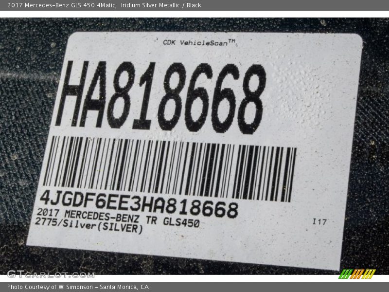 Iridium Silver Metallic / Black 2017 Mercedes-Benz GLS 450 4Matic