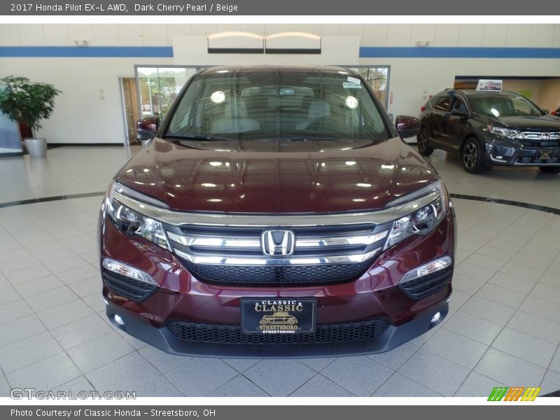 Dark Cherry Pearl / Beige 2017 Honda Pilot EX-L AWD