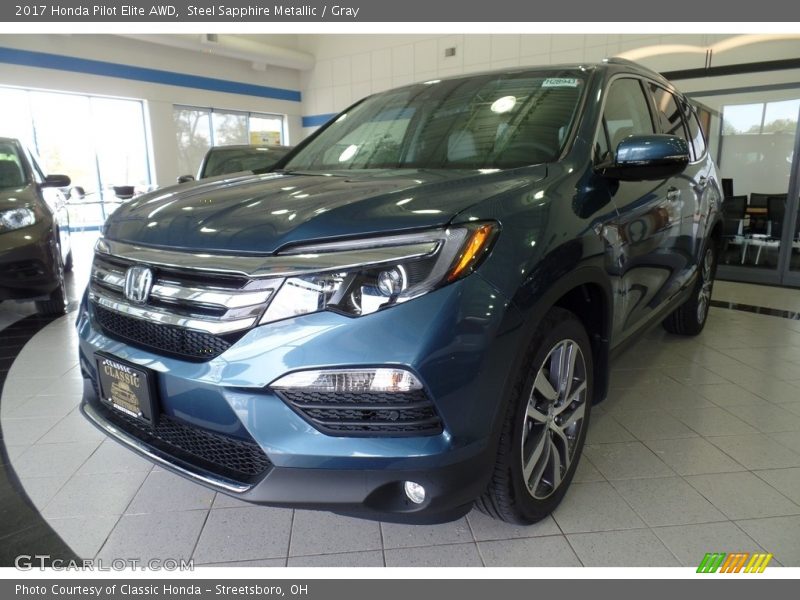 Steel Sapphire Metallic / Gray 2017 Honda Pilot Elite AWD