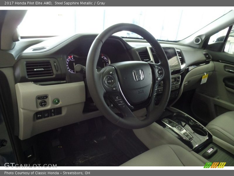Steel Sapphire Metallic / Gray 2017 Honda Pilot Elite AWD