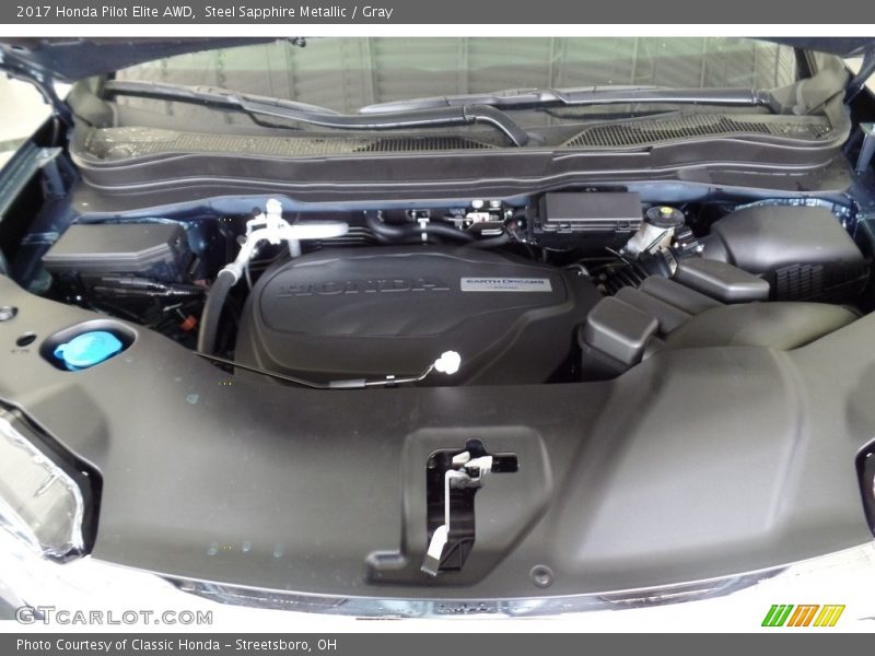 Steel Sapphire Metallic / Gray 2017 Honda Pilot Elite AWD