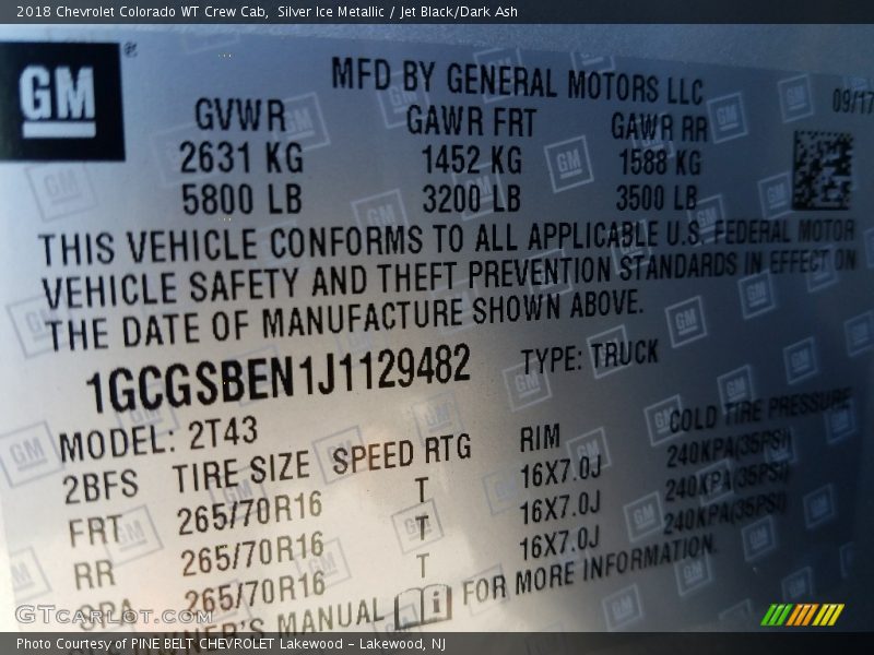 Silver Ice Metallic / Jet Black/Dark Ash 2018 Chevrolet Colorado WT Crew Cab