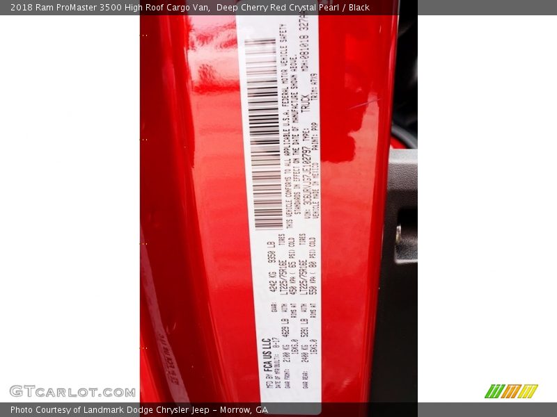 2018 ProMaster 3500 High Roof Cargo Van Deep Cherry Red Crystal Pearl Color Code PRP