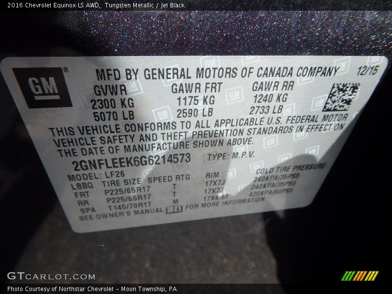 Tungsten Metallic / Jet Black 2016 Chevrolet Equinox LS AWD