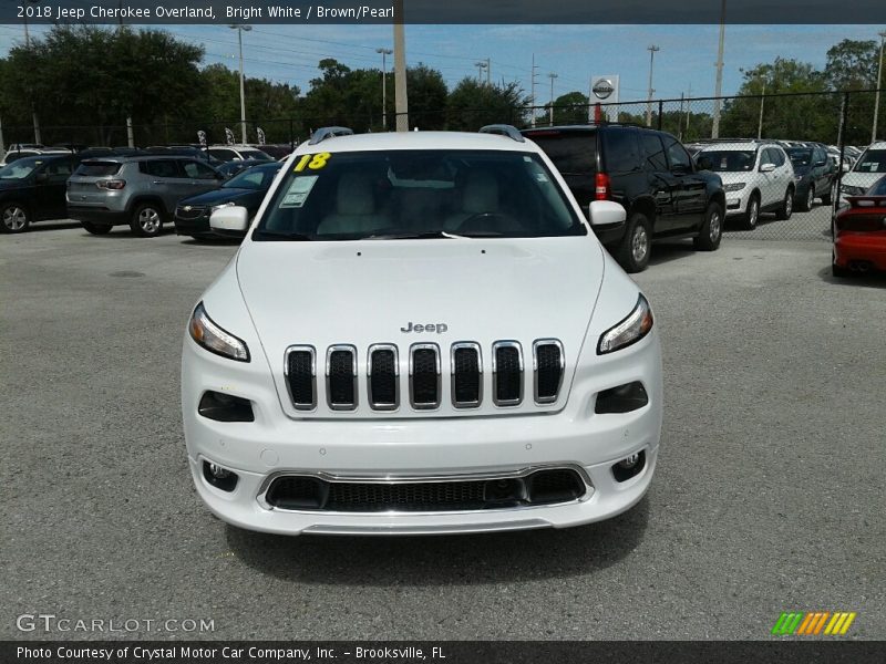 Bright White / Brown/Pearl 2018 Jeep Cherokee Overland