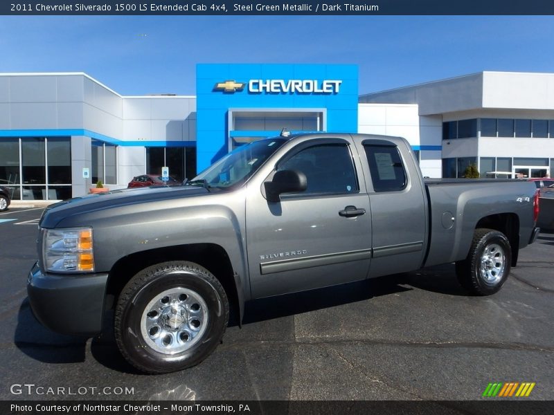 Steel Green Metallic / Dark Titanium 2011 Chevrolet Silverado 1500 LS Extended Cab 4x4