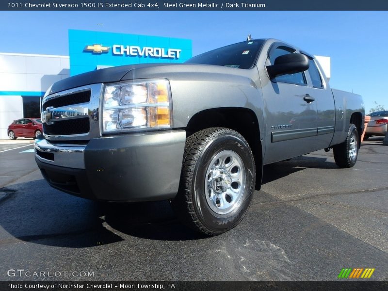 Steel Green Metallic / Dark Titanium 2011 Chevrolet Silverado 1500 LS Extended Cab 4x4