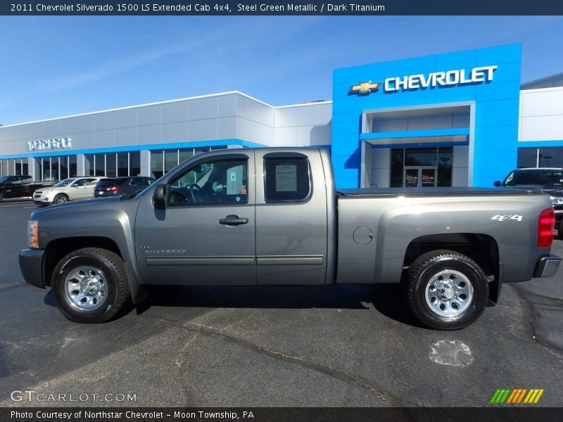 Steel Green Metallic / Dark Titanium 2011 Chevrolet Silverado 1500 LS Extended Cab 4x4