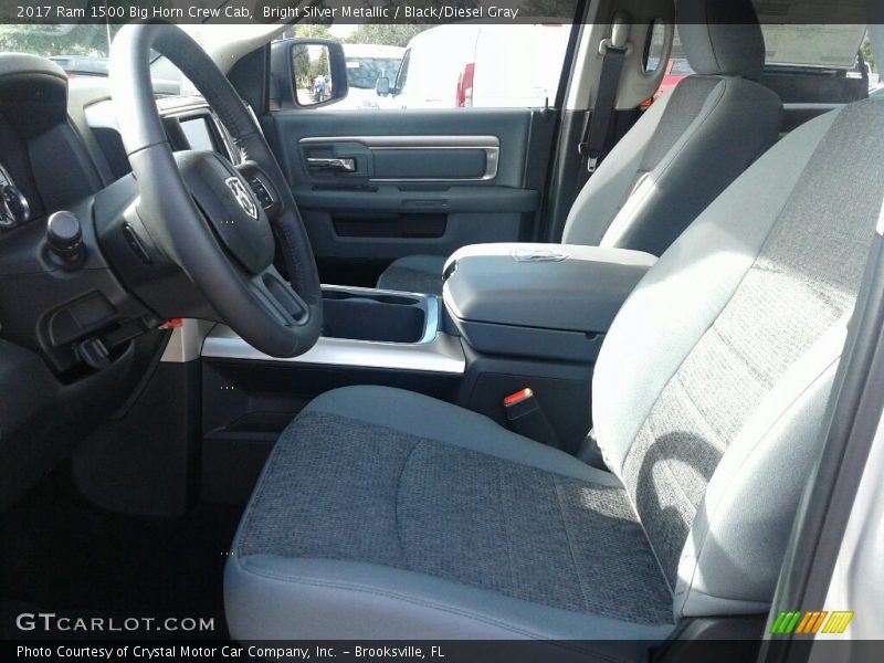 Bright Silver Metallic / Black/Diesel Gray 2017 Ram 1500 Big Horn Crew Cab