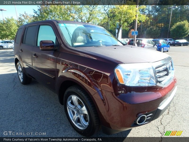 Dark Cherry Pearl / Beige 2015 Honda Pilot EX-L 4WD