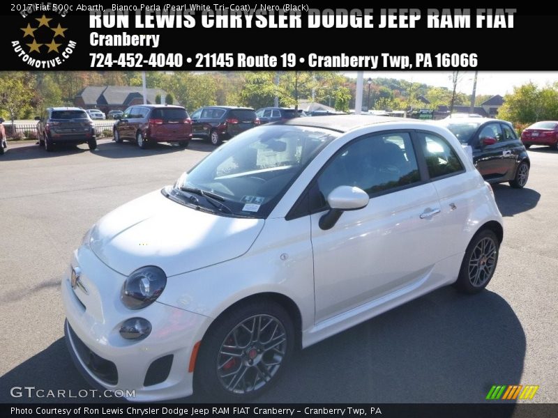 Bianco Perla (Pearl White Tri-Coat) / Nero (Black) 2017 Fiat 500c Abarth