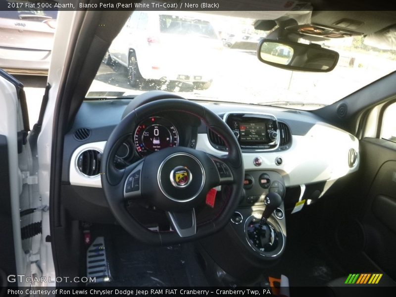 Bianco Perla (Pearl White Tri-Coat) / Nero (Black) 2017 Fiat 500c Abarth