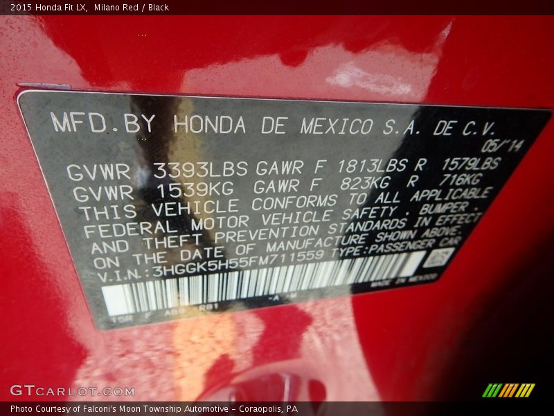 Milano Red / Black 2015 Honda Fit LX