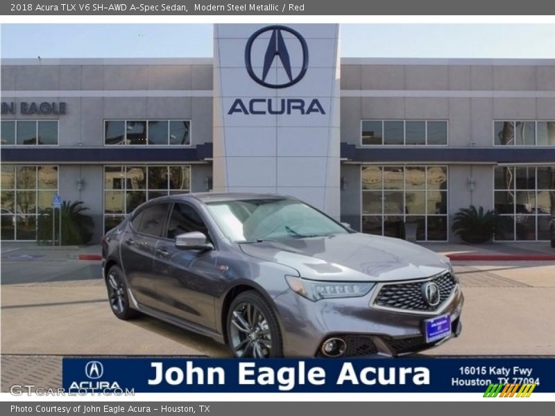 Modern Steel Metallic / Red 2018 Acura TLX V6 SH-AWD A-Spec Sedan