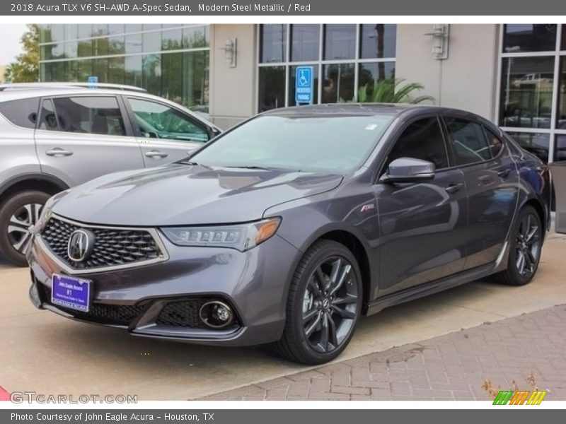 Modern Steel Metallic / Red 2018 Acura TLX V6 SH-AWD A-Spec Sedan