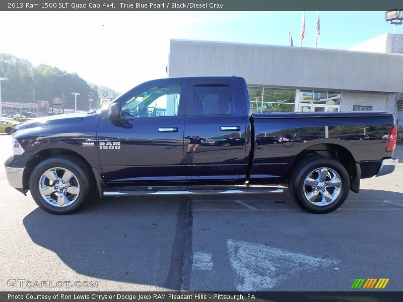 True Blue Pearl / Black/Diesel Gray 2013 Ram 1500 SLT Quad Cab 4x4